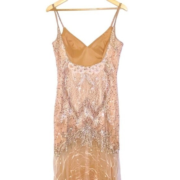 Jovani Style 49569 Fit & Flare Beaded Embroidered Mermaid Blush Gown Size 6 - Picture 8 of 16